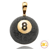 10KY 2.35CTW BLACK DIAMOND 8-BALL PENDANT