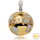 10KY 5.20CTW DIAMOND HALF GLOBE PENDANT - "WORLD