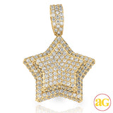 14KY 4.50CTW DIAMOND TWO TIERED 3-D STAR PENDANT