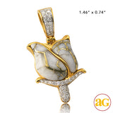 10KY 0.50CTW DIAMOND AND GOLD QUARTZ ROSE PENDANT