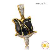 10KY 0.50CTW DIAMOND AND GOLD QUARTZ ROSE PENDANT