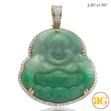 14KY 1.90CTW DIAMOND JADE BUDDHA PENDANT