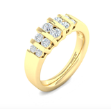 14kt Gold Ring with 5 Row Vertical Channel Set Available in  White or Yellow Gold