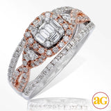 14KW+R 1.00CTW BAGUETTE DIAMOND TWO TONE RING - TW