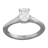 Solitaire Plus Series Engagement Ring-Oval Cut Center Diamond made in 14k White gold