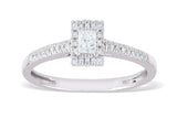 Promise Ring Diamond Shank made in 14k White gold-Princess