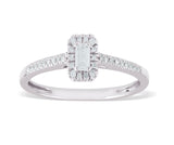 Promise Ring Diamond Shank made in 14k White gold-Emerald