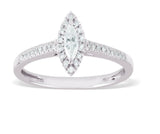 Promise Ring Diamond Shank made in 14k White gold-Marquise