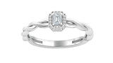 Promise Ring Twist Shank made in 14k White gold-Emerald
