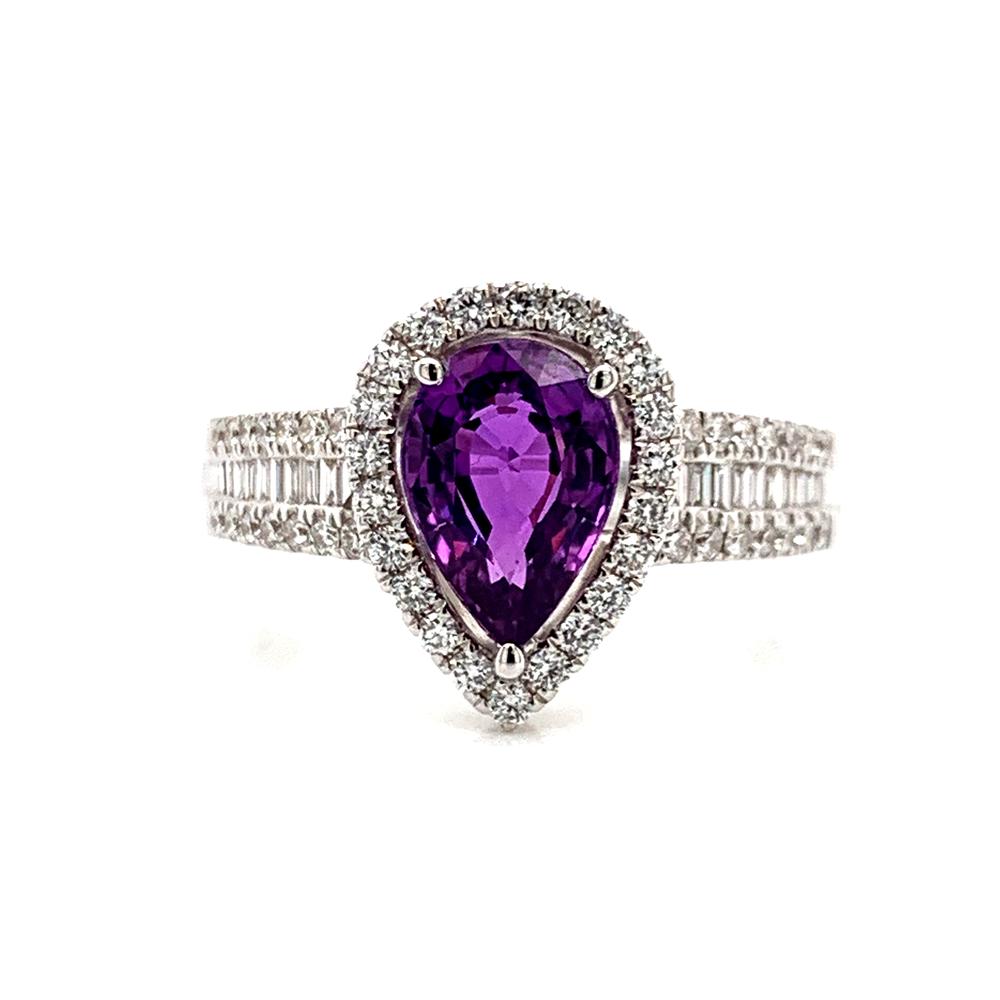 18k white gold ring with a GIA certified purple sapphire – Rays