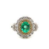 18kw emerald and yellow diamond ring