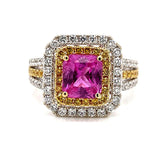 18kw y pink sapphire and yellow diamond ring