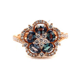 18k rose gold ring with IGI certified alexandrites