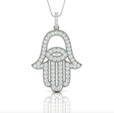 14kt Gold Diamond Hamsa Hand Slider Pendant Available in White or Yellow Gold