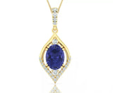 14kt Gold Pendant with Tanzanite & Diamonds  Available in White or Yellow Gold