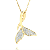 14kt Gold Diamond Whale Tail Slider Pendant Available in White or yellow Gold