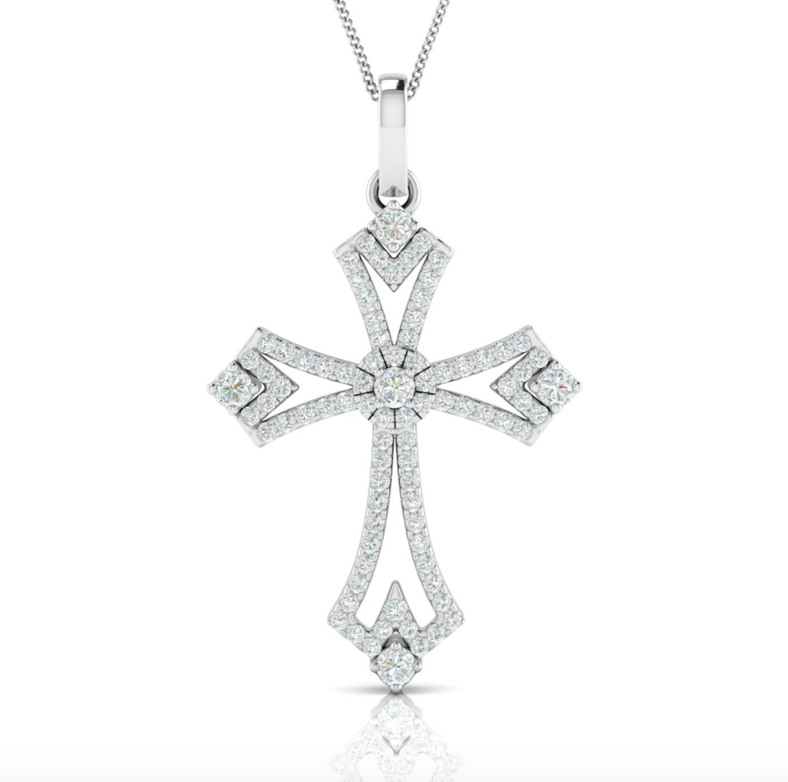 14kt Gold Diamond Cross Slider Pendant Available in White or Yellow Gold