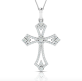 14kt Gold Diamond Cross Slider Pendant Available in White or Yellow Gold