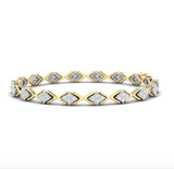 14kt Gold Diamond Shape Diamond Bracelet with Round Brilliant Cut Diamonds.