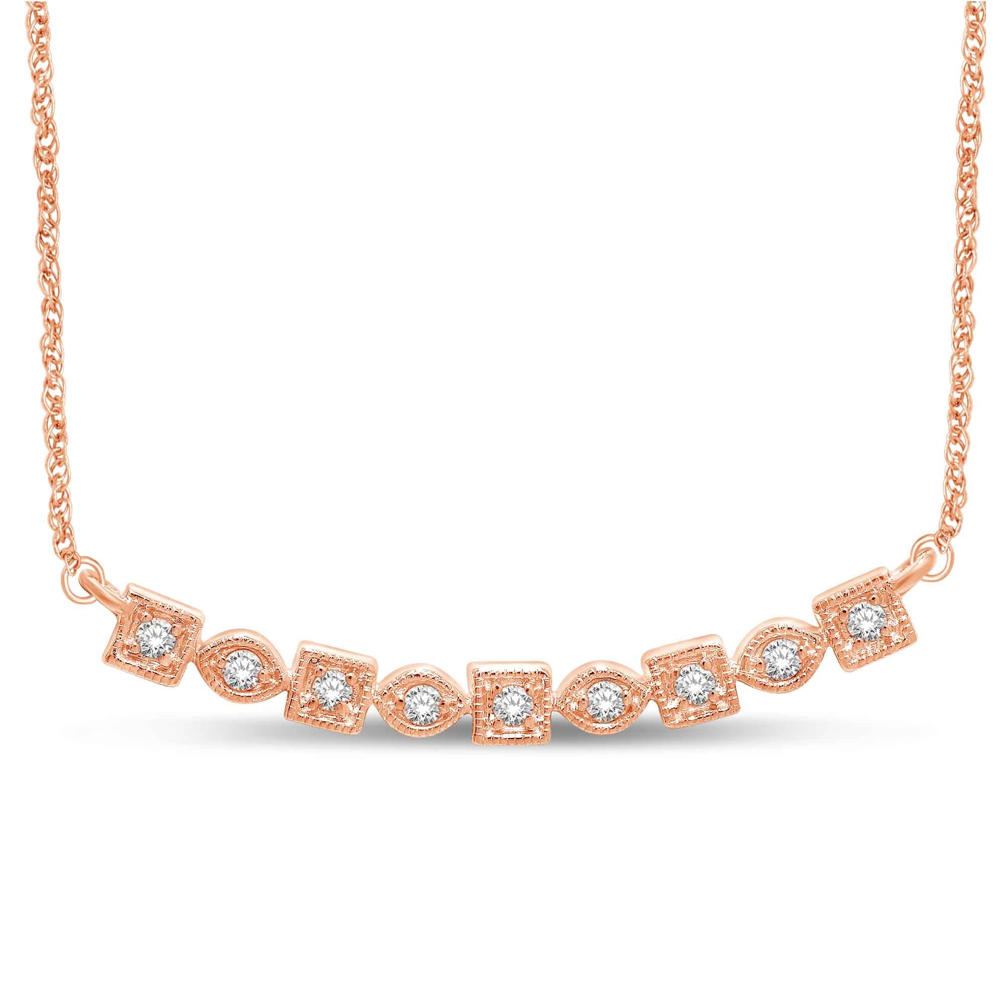 14K Rose Gold 1/6 Ct.Tw. Diamond Stackable Necklace