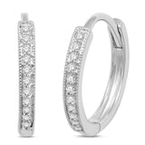 14K White Gold  1/10 Ct.Tw.Diamond Stackable Earrings