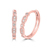 14K Rose Gold 1/10 Ct.Tw. Diamond Stackable Hoop Earrings