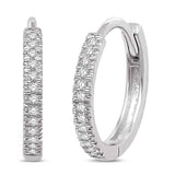 14K White Gold 1/6 Ct.Tw. Diamond Stackable Hoop Earrings