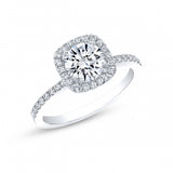14kt White Gold Ring featuring Round Diamond in the center with a Cushion Halo Style